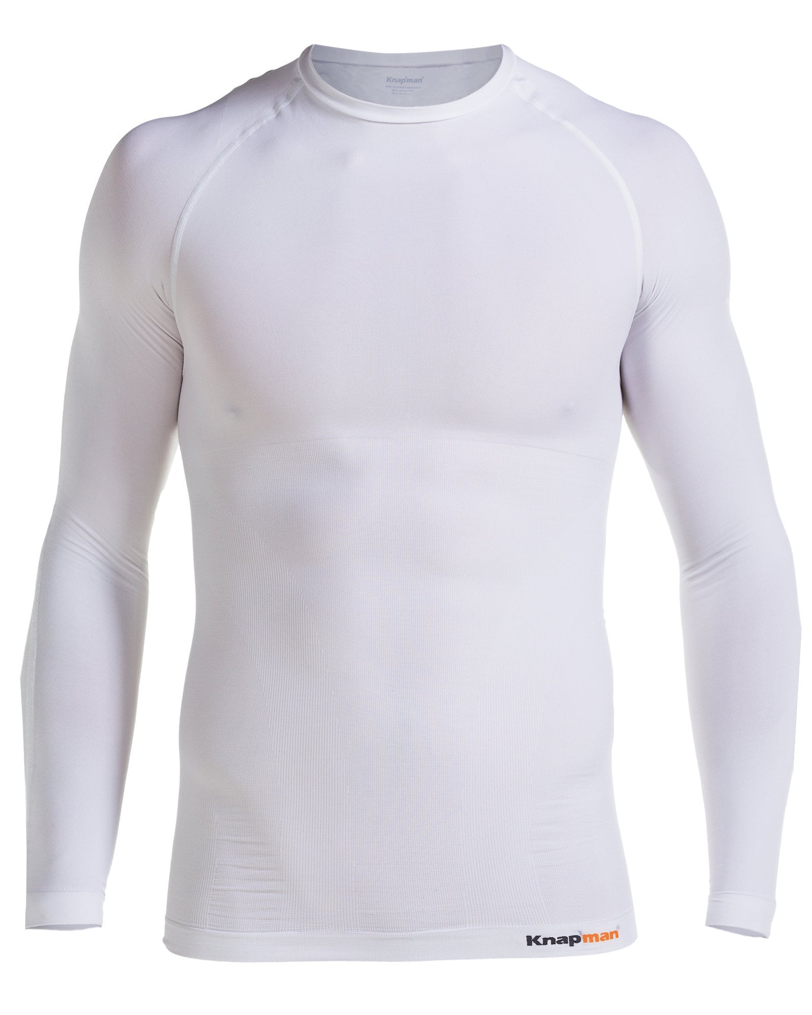 Knap'man Shirt Sleeve Ultrathin White Long Crew Neck Compression OPikuTXZ